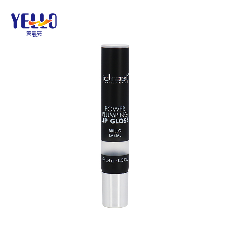 Plastic Black Lip Gloss Squeeze Tubes 15ml With Silver Caps