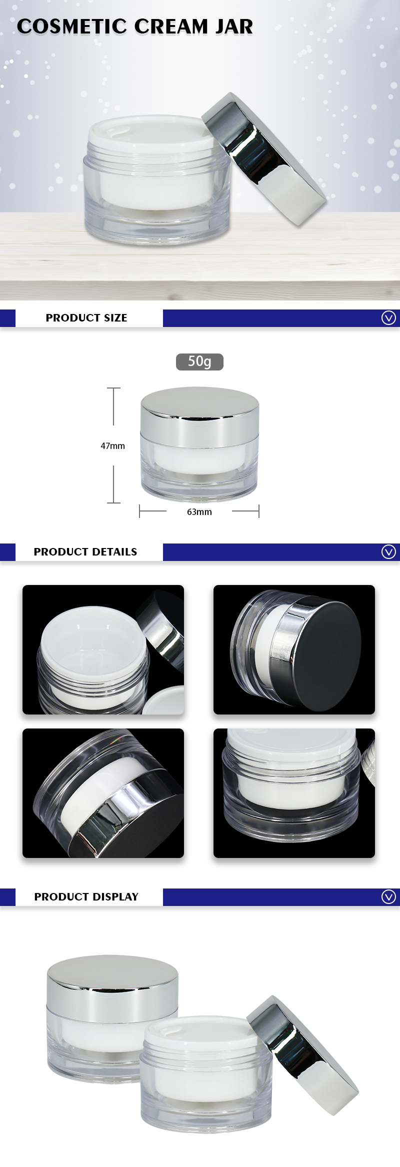 30g Clear PS Double Wall Skin Care Face Moisturizing Lotion Jar Packaging