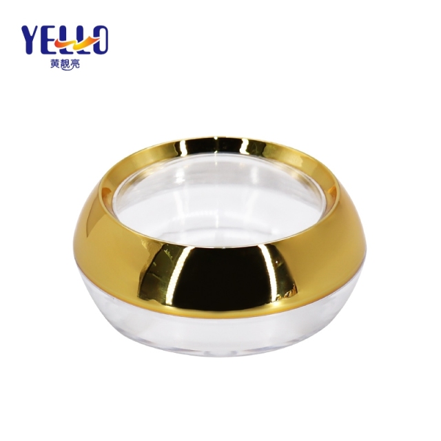 Luxury 1oz Clear Beauty Capsule Cosmetic Plastic Jars With Gold Lids Wholesale