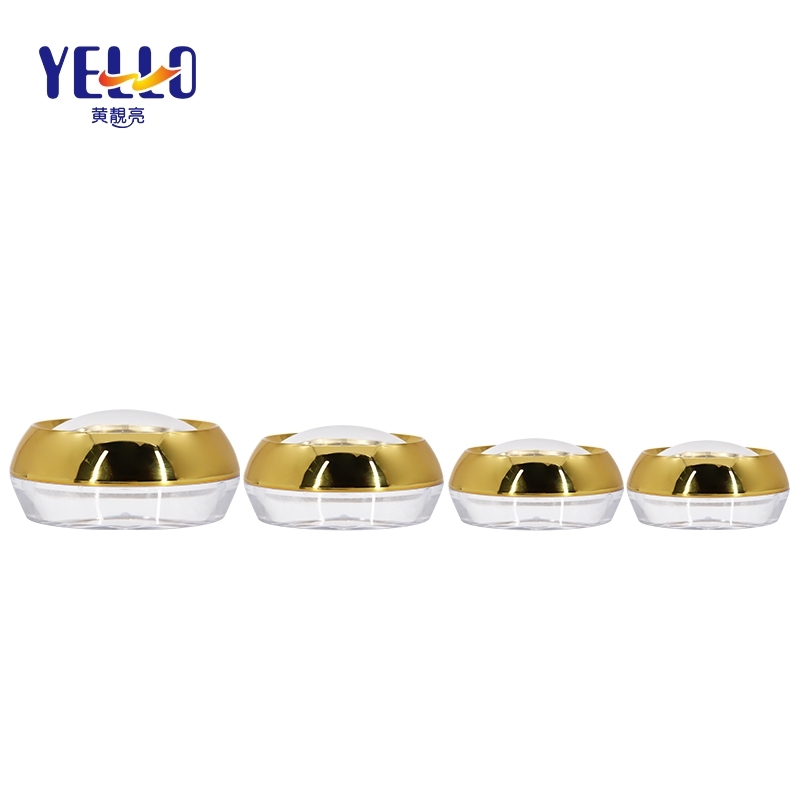 Luxury 1oz Clear Beauty Capsule Cosmetic Plastic Jars With Gold Lids Wholesale
