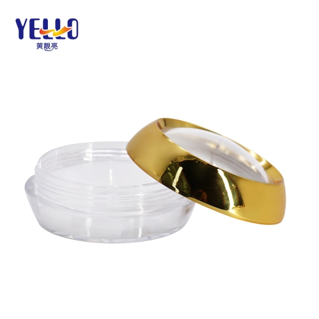 Luxury 1oz Clear Beauty Capsule Cosmetic Plastic Jars With Gold Lids Wholesale