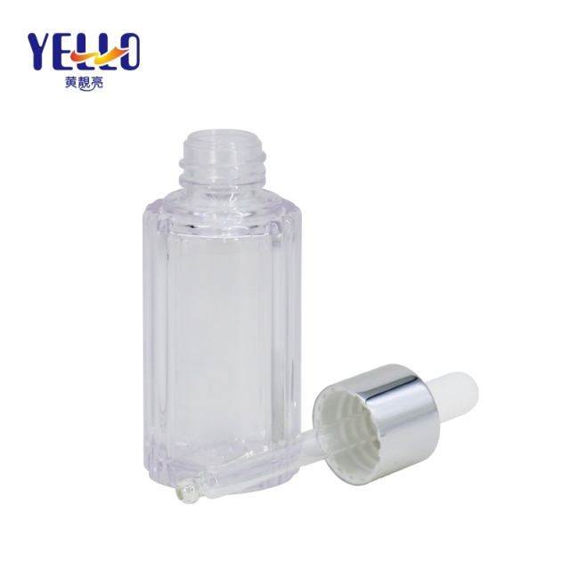 Unique Shape 0.5oz 1 oz Clear Flat Round PETG Bottle with Dropper