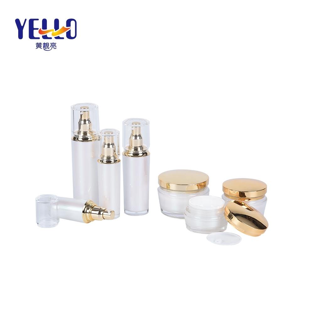 Factory Gold Acrylic Plastic Lotion Pump Bottle And Cream Jar Set