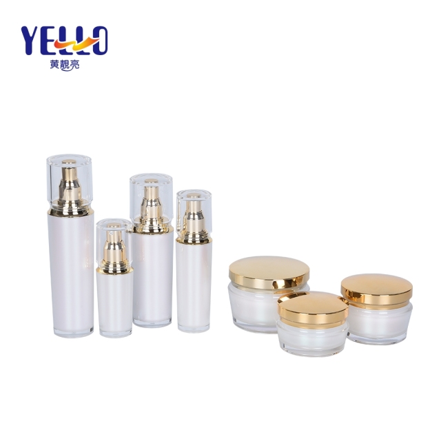 Factory Gold Acrylic Plastic Lotion Pump Bottle And Cream Jar Set