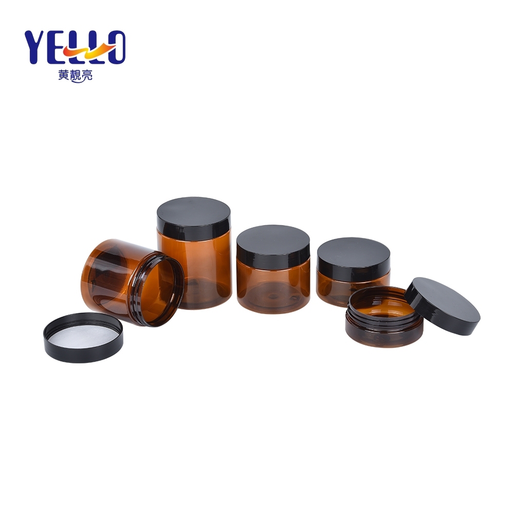 Amber PET Plastic Facial Mask Container, Cosmetic Jar For Cream And Butter