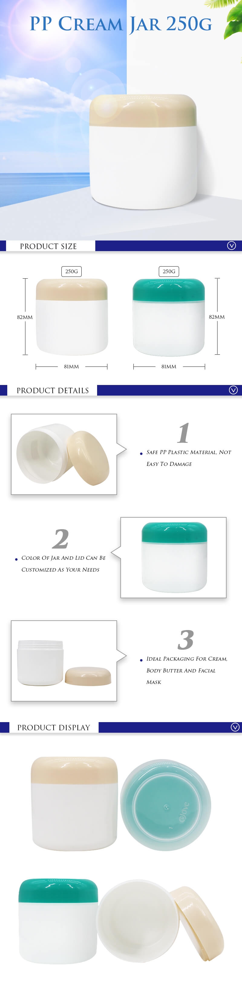 250G 8OZ PP cosmetic jars - Yello Packaging