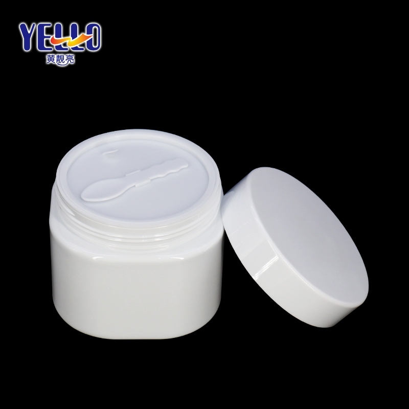 White Square Skincare Packaging Frosted PET Plastic Double-wall Cream Jar