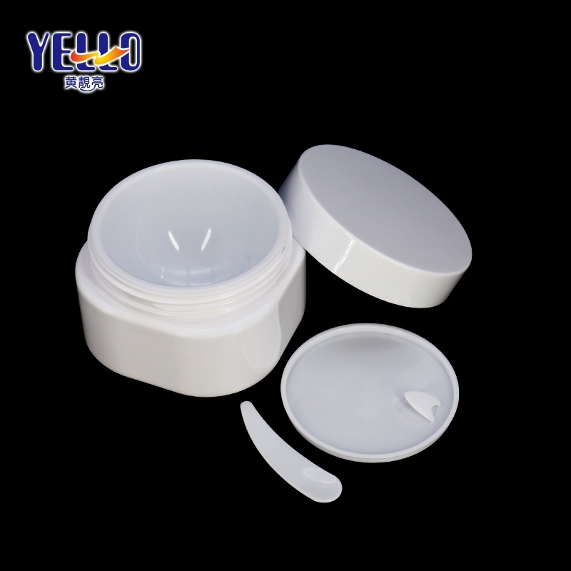 White Square Skincare Packaging Frosted PET Plastic Double-wall Cream Jar