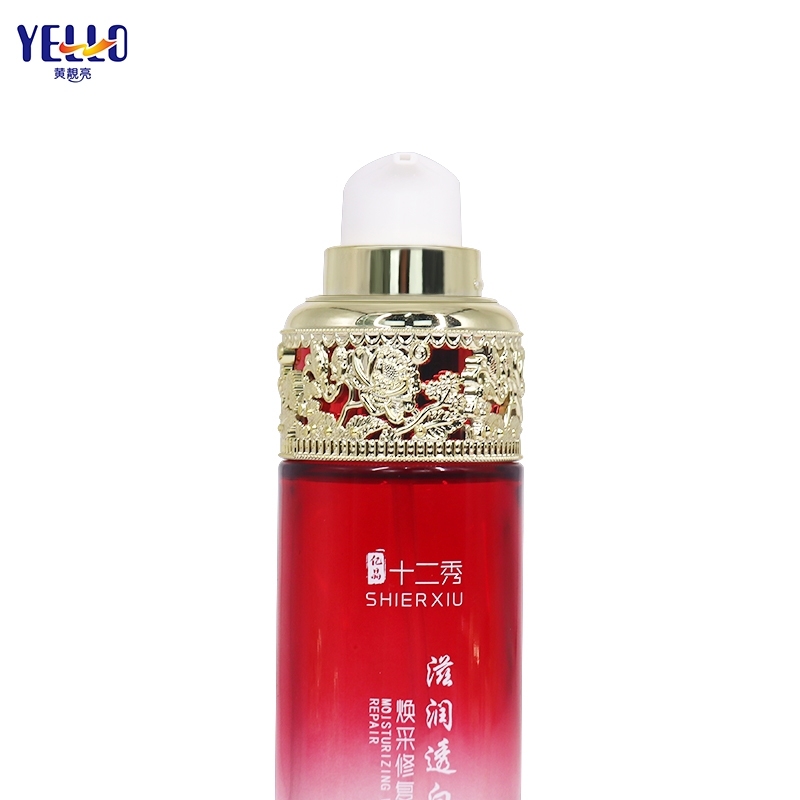 Unique Glass Cosmetic Containers Jar And Skincare Bottles With Gold Pump