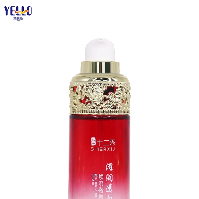 Unique Glass Cosmetic Containers Jar And Skincare Bottles With Gold Pump