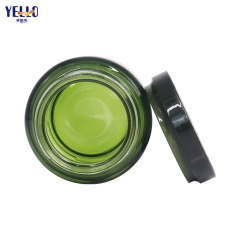 Clear Green Empty Round Glass Cream Jars And Lotion Bottles Set