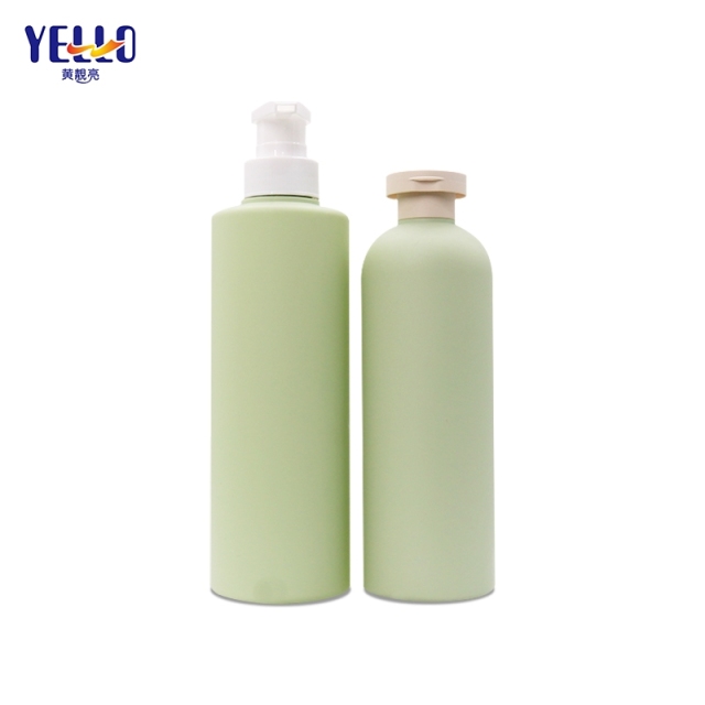 Empty Soft Touch Push HDPE 250Ml 400Ml Green Shampoo Bottles Cosmo Round