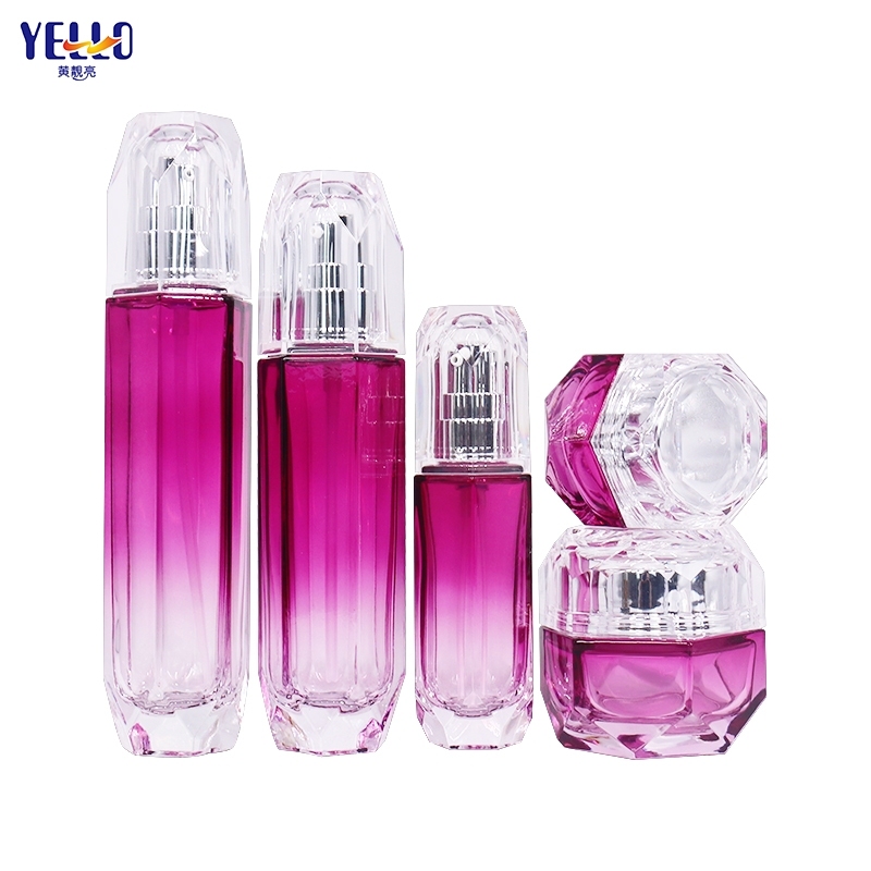 Luxury Glass Cosmetic Jars With Lids And Lotion Pump Bottle Set