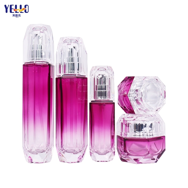 Luxury Glass Cosmetic Jars With Lids And Lotion Pump Bottle Set