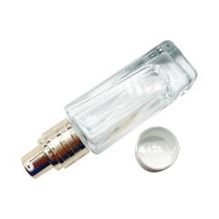 Wholesale Square 25ml Cosmetic Glass Cream Bottles With Gold Pump