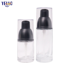 15ml 25ml Glass Lotion Bottles With Black Pump / Cylinder Serum Pump Bottles