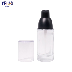15ml 25ml Glass Lotion Bottles With Black Pump / Cylinder Serum Pump Bottles