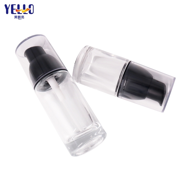 15ml 25ml Glass Lotion Bottles With Black Pump / Cylinder Serum Pump Bottles