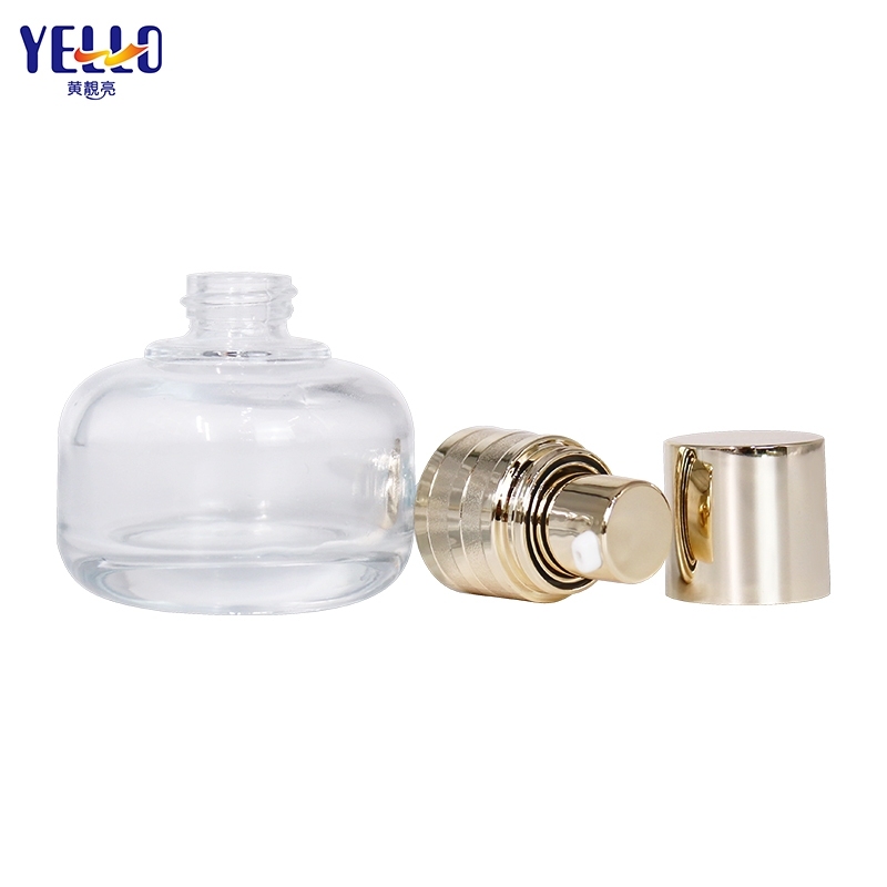 30ml Clear Lotion Cream Cosmetic Glass Bottles With Gold Lotion Pump