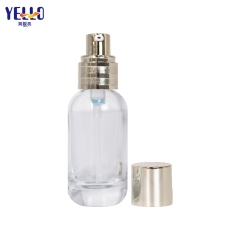 30ml Clear Glass Lotion Containers Bottle, Gold Pump Serum Bottles
