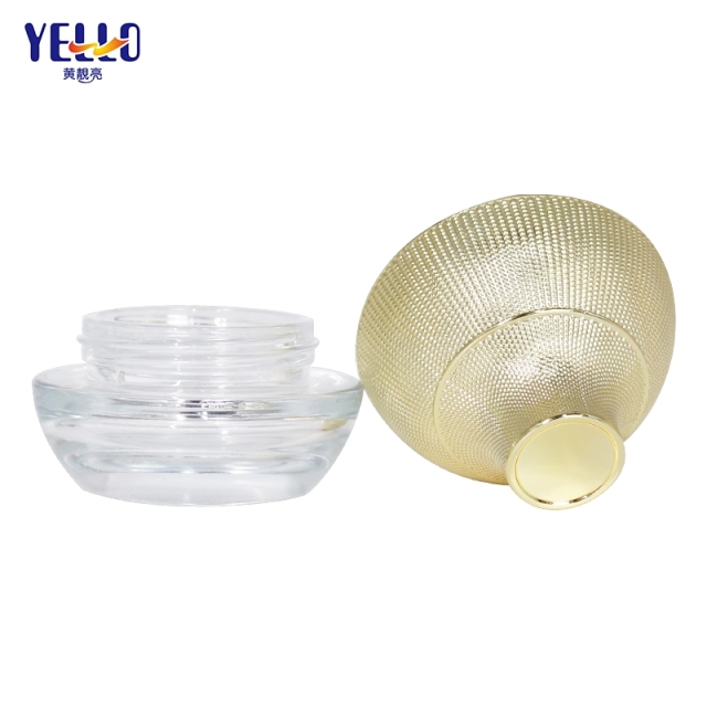 Gold Luxury Glass Bottle With Pump And Skincare Jars