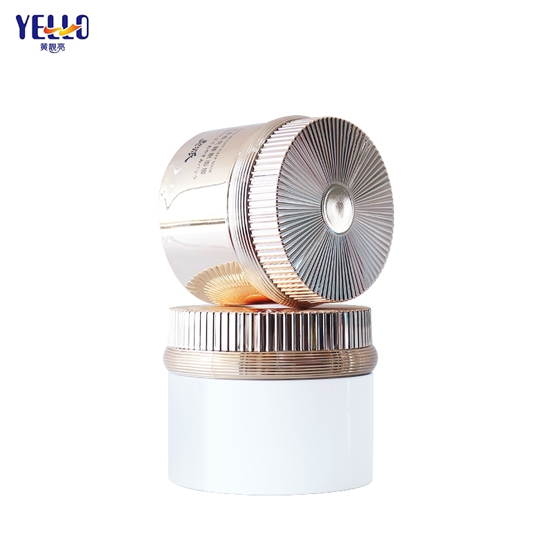 100g 200g Luxury Gold Cosmetic Containers, PET Plastic Cosmetic Jars With Lids