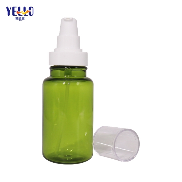 Green Cosmetic Lotion Pump Dispenser Bottles And Cosmetic Cream Jars