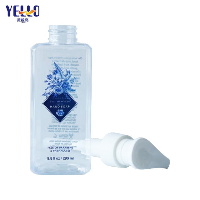 Decorative Reusable Clear Square Shampoo Dispenser Bottles For Shower