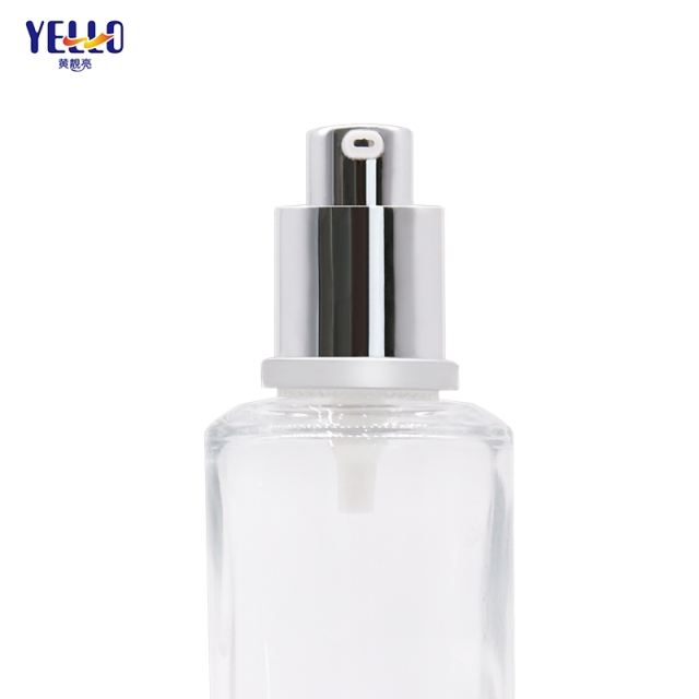 Clear Serum Lotion Pump Glass Bottle And 50Ml Luxury Glass Cream Jar