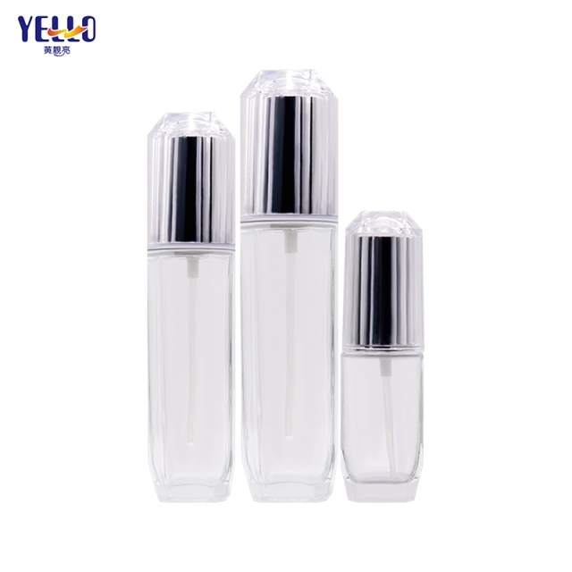 Recycled Glass Lotion Dispenser Bottles And Frosted Cream Jar With Lid