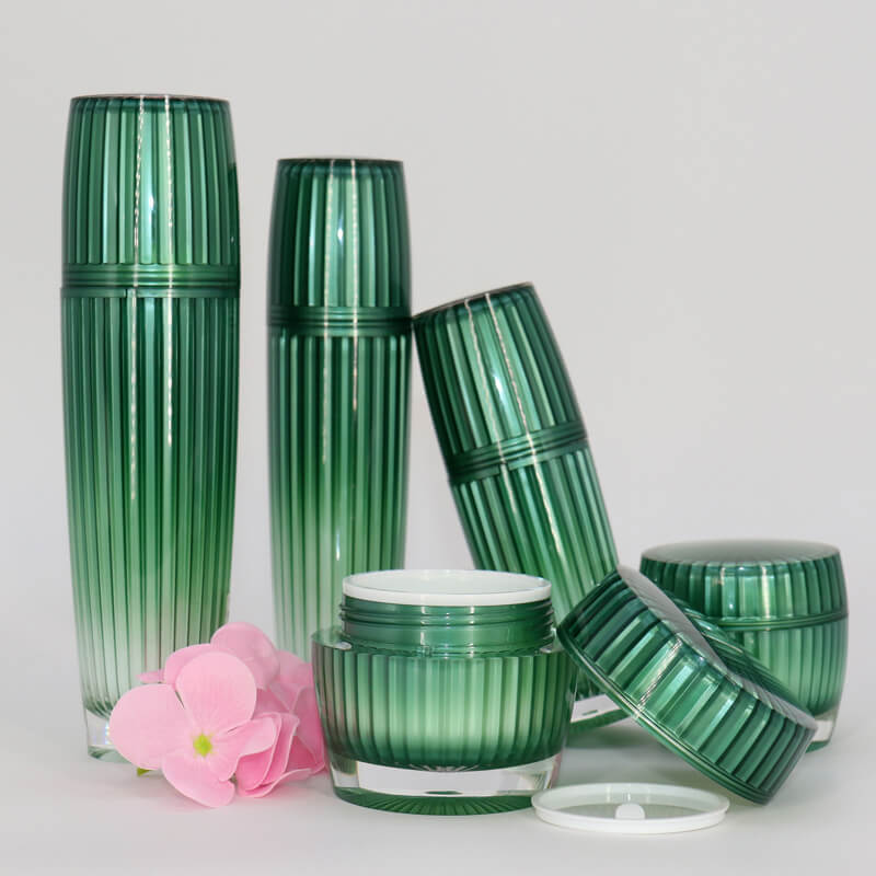 Green Acrylic lotion pump bottle and jar