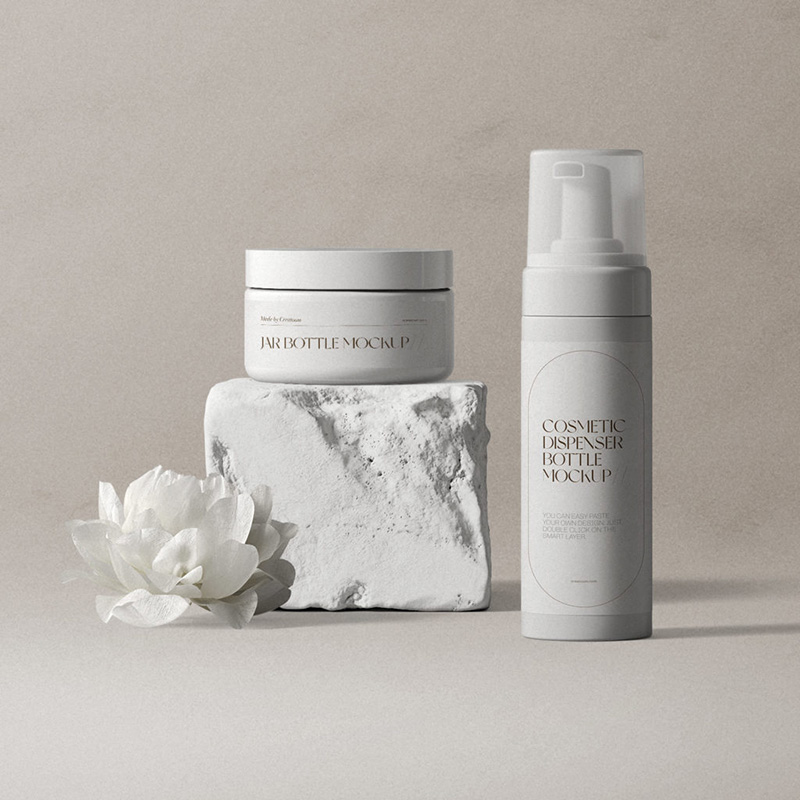 foam bottle and cosmetic jar set