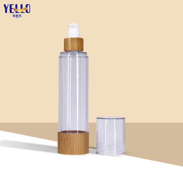 100Ml 3 Oz Bamboo Airless Vacuum Pump Lotion Bottles For Cosmetics
