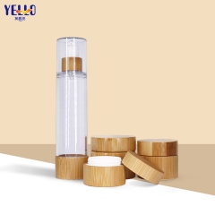 100Ml 3 Oz Bamboo Airless Vacuum Pump Lotion Bottles For Cosmetics