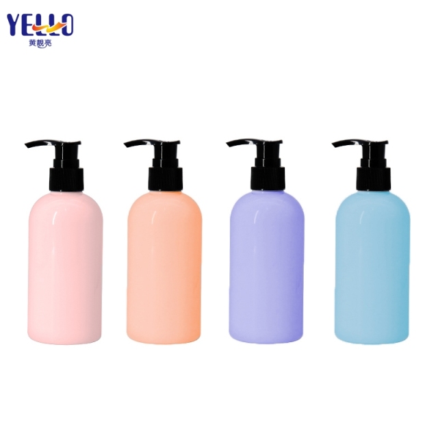 Boston Round Empty Shampoo Bottles With Pump , PET Liquid Body Wash Bottles