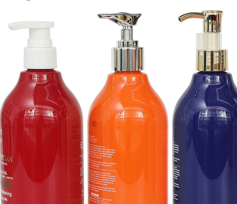 Empty Pink Black Blue Orange Yellow Shampoo Bottles With Pump