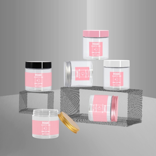 Aluminium Lid Clear Pet 4 Oz Cosmetic Cream Jars Packaging Wholesale