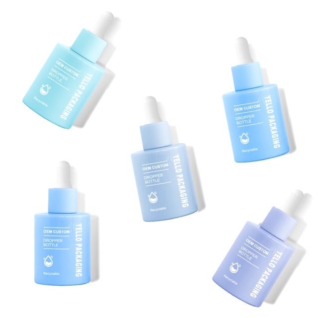 Fancy Cylinder Colored Blue Pink Purple Plastic Dropper Bottles 50Ml