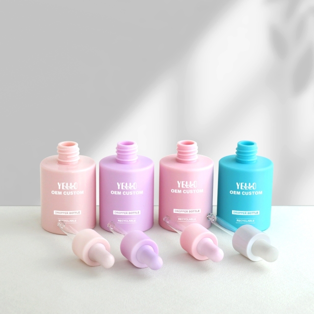 Fancy Cylinder Colored Blue Pink Purple Plastic Dropper Bottles 50Ml