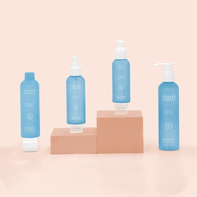 Good Quality Frosted Yellow PCR Pet Plastic Spray Empty Bottle Round