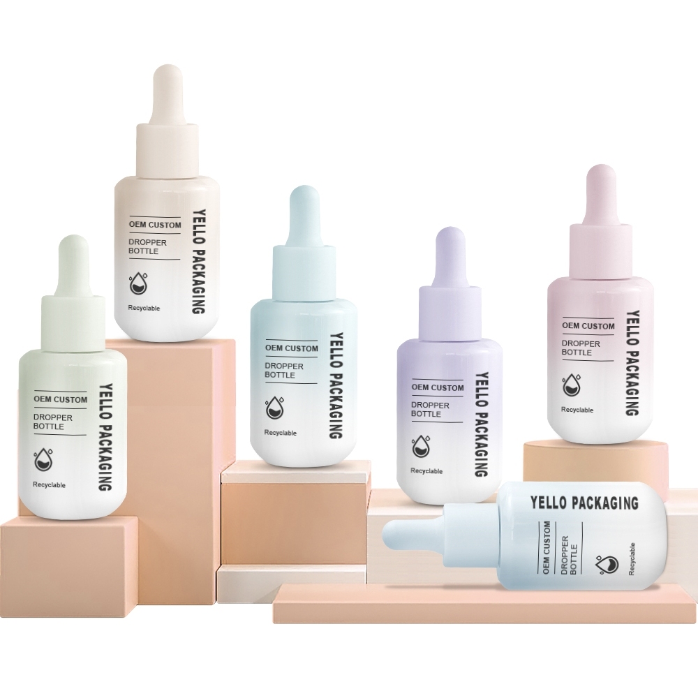 30Ml Boston Round Hair Oil Cosmetic Dropper Serum Bottles With Pipette