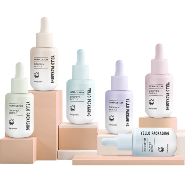 30Ml Boston Round Hair Oil Cosmetic Dropper Serum Bottles With Pipette