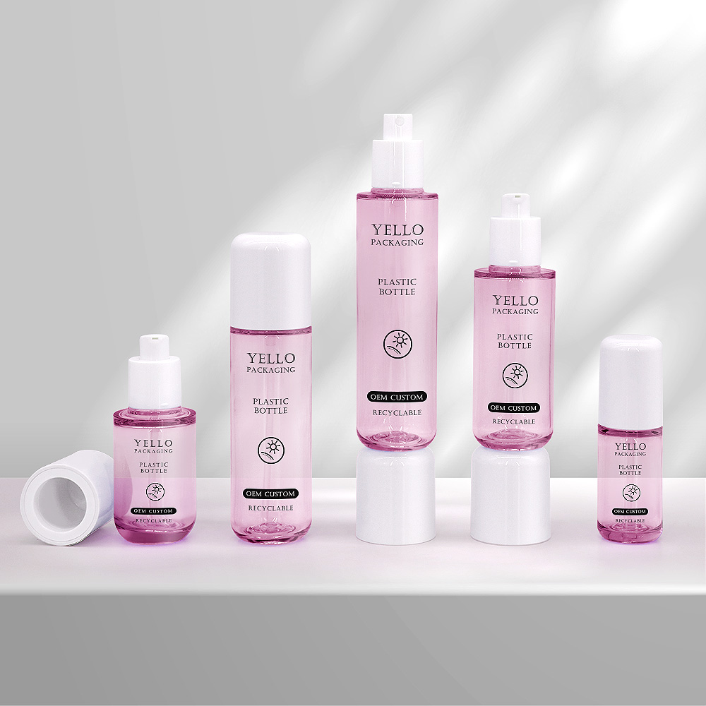 Transparent pink PETG Lotion Bottle