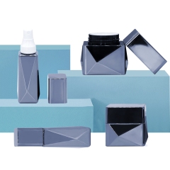 Unique Square Black Pet Lotion Pump Bottles And Cream Jar Containers