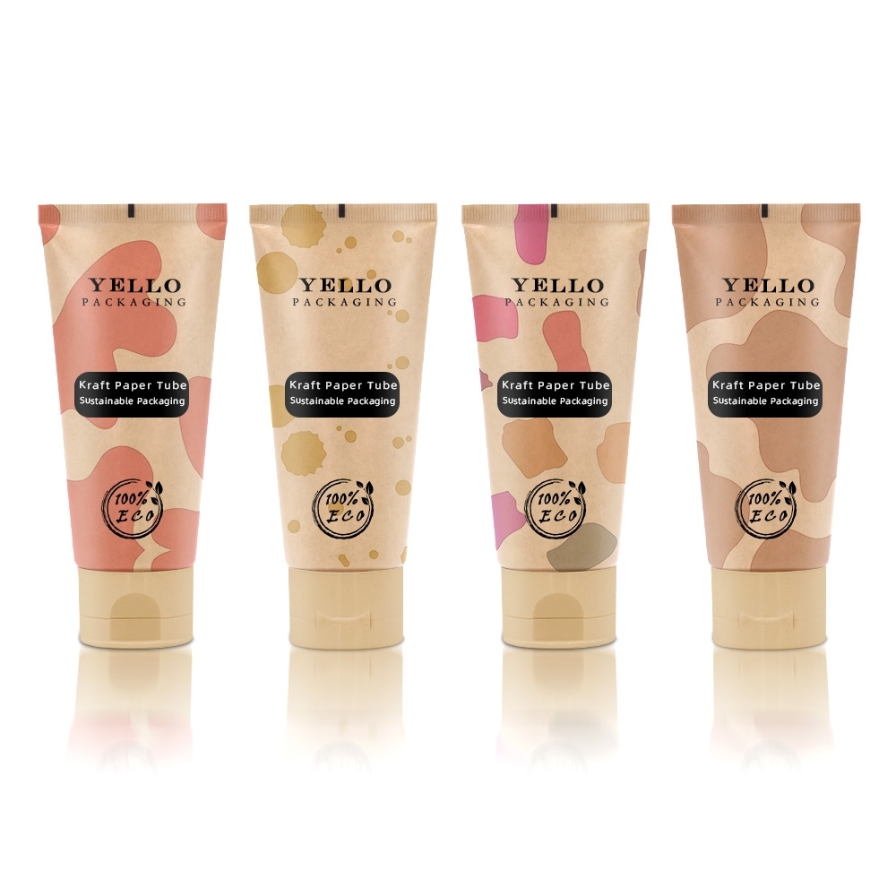 Custom Round Brown Cosmetic Kraft Paper Squeeze Tube Packaging