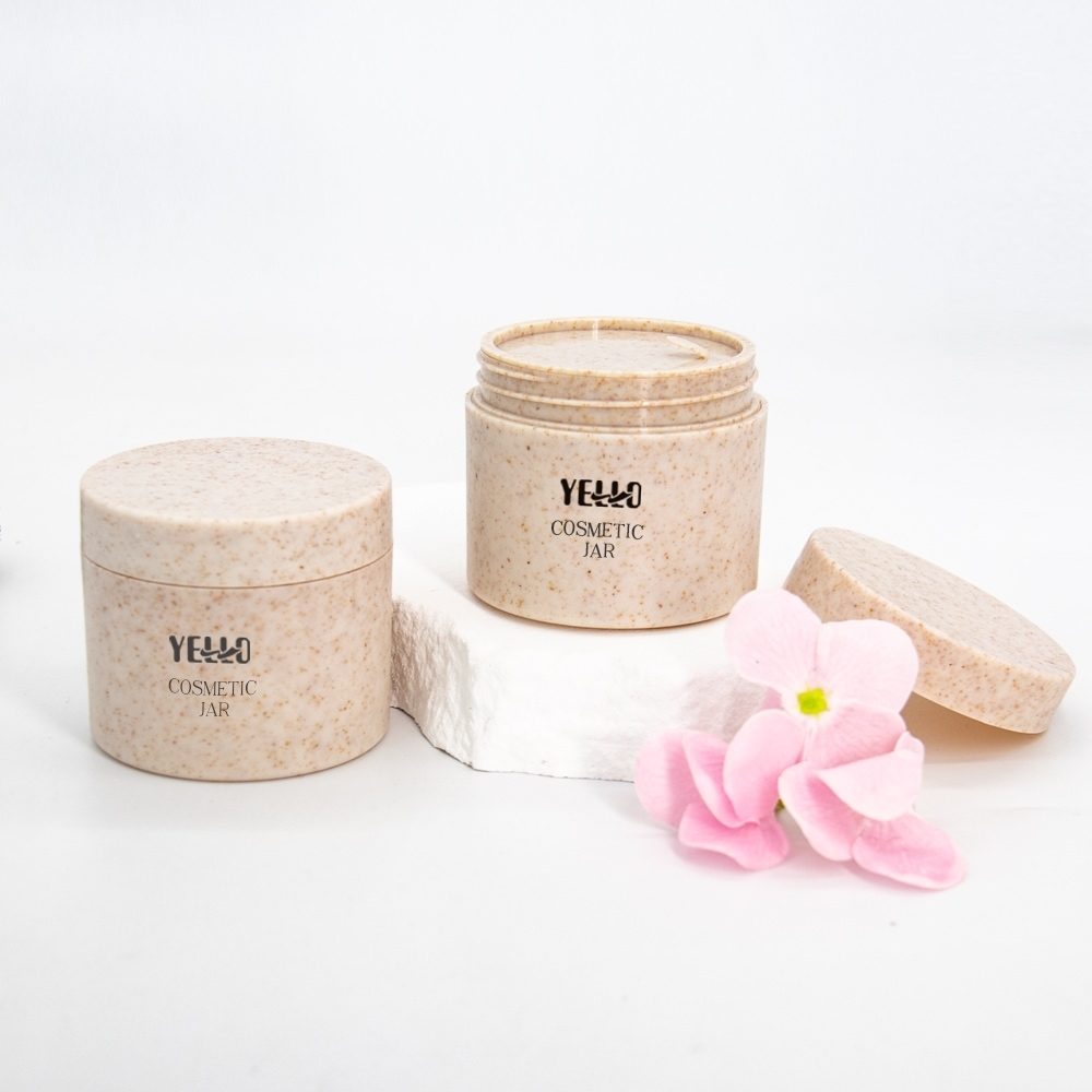 Empty Eco friendly Wheat Straw Cosmetic Cream Pots Jar Containers With Lids