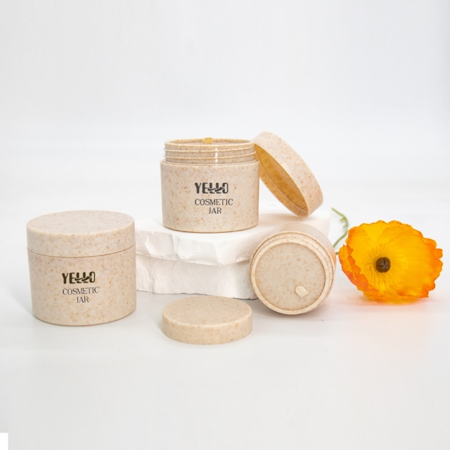 Empty Eco friendly Wheat Straw Cosmetic Cream Pots Jar Containers With Lids