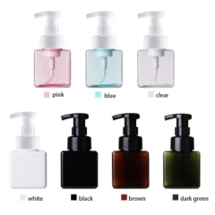 Pink Color Clear Empty Shampoo Bottles PETG Square Hand Wash Bottle With Pump