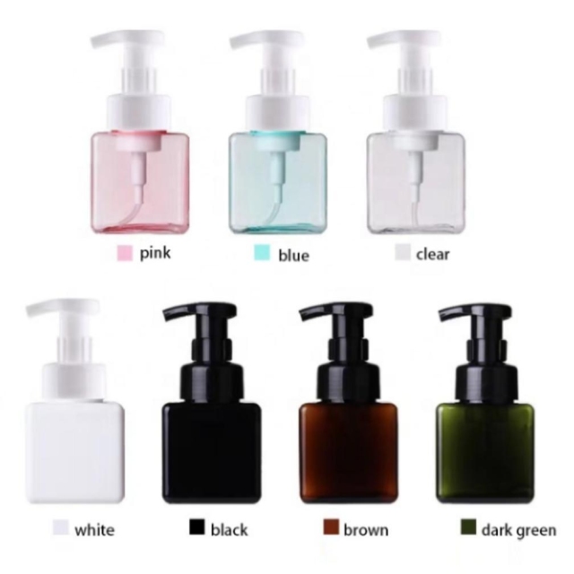 Pink Color Clear Empty Shampoo Bottles PETG Square Hand Wash Bottle With Pump