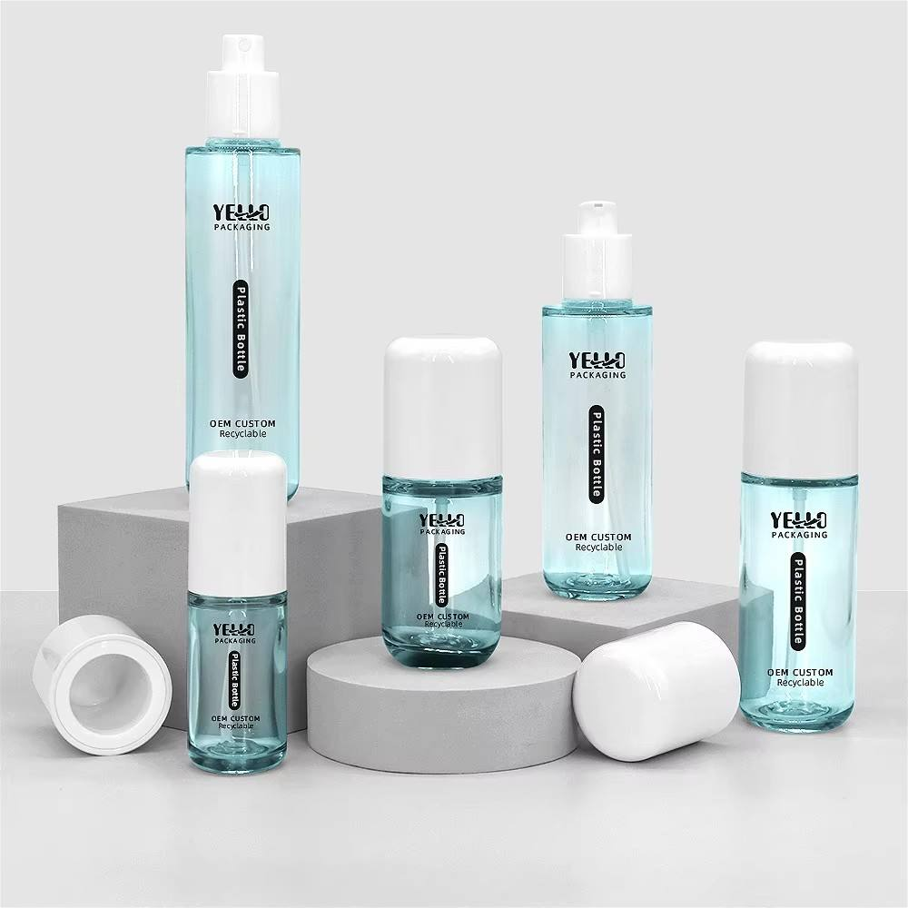 Botellas de loción bastante plásticas en blanco rosadas translúcidas vacías con bomba